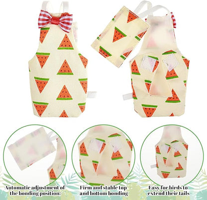 5 PCS Bird Diaper, Reusable Parrot Nappy Flight Suit Washable Pet Bird Diapers with Waterproof Inner Adjustable Straps for Parakeet Cockatiel Mini Macaw Budgie Lovebird Canary