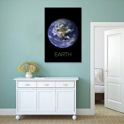 XIAOLOUTINYU Solar System Canvas Wall Art - Earth Planet Space Poster for Kids Room Bedroom Classroom, STEM Educational Astronomy Decor, Science Gift for Boys Girls Teens, 12x18 Inch Unframed