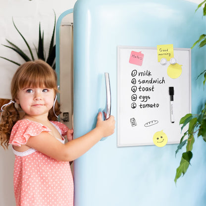 Amazon Basics Small Dry Erase Whiteboard, Magnetic Bulletin Board, with Marker and Magnets, 11"W x 14"H, Aluminum Frame