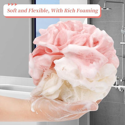 FARMOGA Bath Loofah Sponge Back Scrubber Shower Sponge Soft Mesh Exfoliator Pouf Shower Ball Bath Sponges for Women and Men Bath Accessories