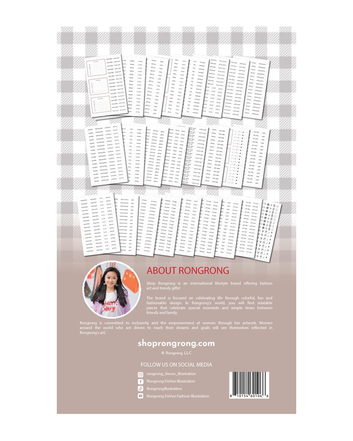 Rongrong House & Family Words and Icons Sticker Book – 25 Pages of Functional Planner Stickers – Chore, Cleaning, and Home Organization Stickers for Planners, Journals, Calendars & Family Schedules
