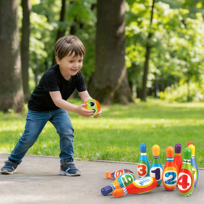 Kids Bowling Toy Set 2-5, Toddler Indoor Outdoor Activity Play Game Toys for 2 3 4 Year Old Boy Girl, Soft 10 Foam Bowling Pins & 2 Balls, Educational Children Birthday Party Gifts Ages 1-3 2-4 3-5