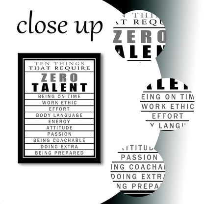 Motivational Canvas Wall Art Zero Talent Inspirational Poster Print Positive Quotes Pictures Painting Artwork for Home Office Bedroom Living Room Wall Decor Ready to Hang [18''Wx24''H]