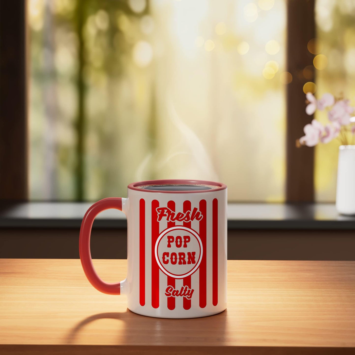 Salty Salt Popcorn Halloween Carnival Costume Ceramic Mug, Red/White