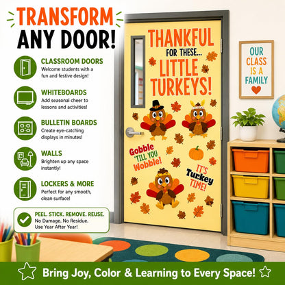 Hello Hallway Classroom Door Decorations for Teachers, Thanksgiving | Reusable Peel & Stick Door & Whiteboard Decor Kit | Preschool Pre-K Kindergarten Classroom Wall Decor
