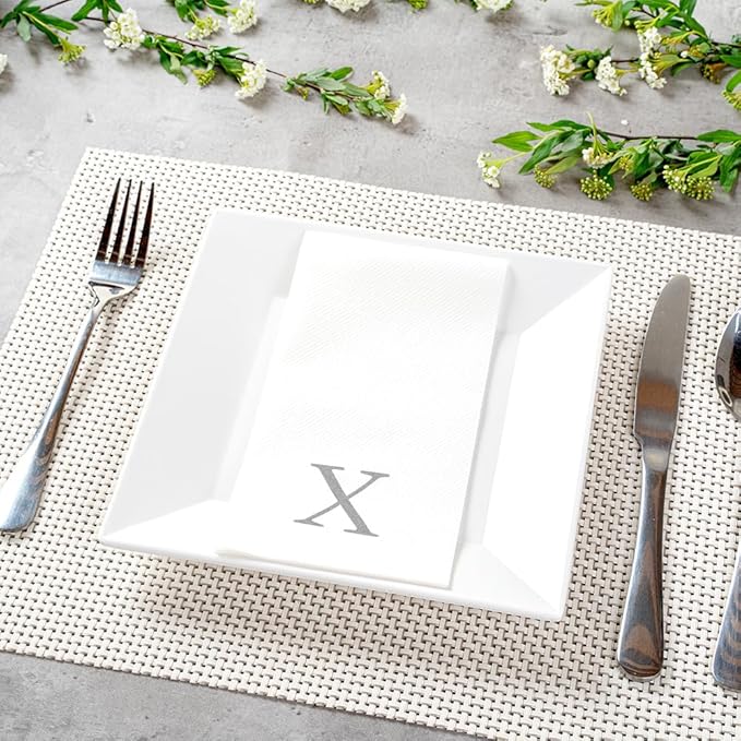 Luxenap 15.8 X 7.9 Inch Linen-Feel Guest Towels, 50 Lettered Hand Towels