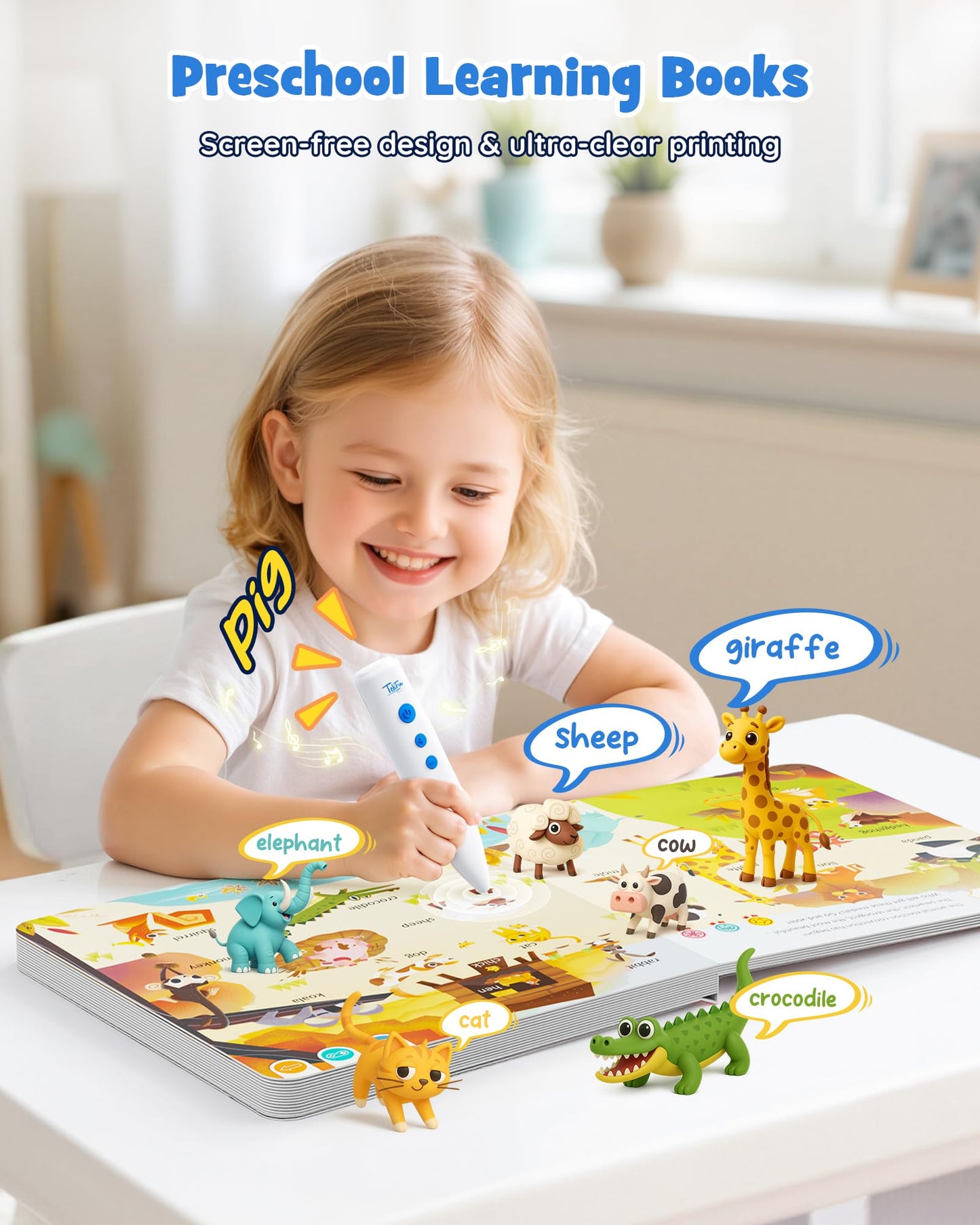 TEKFUN Talking Pen Books Sets, Interactive Audio Sound Books Kids Learning Electronic Toys for Boys Girls, Autism Sensory Games, Early Educational Gifts Birthday Gifts for Toddlers Kids Age 2 3 4 5