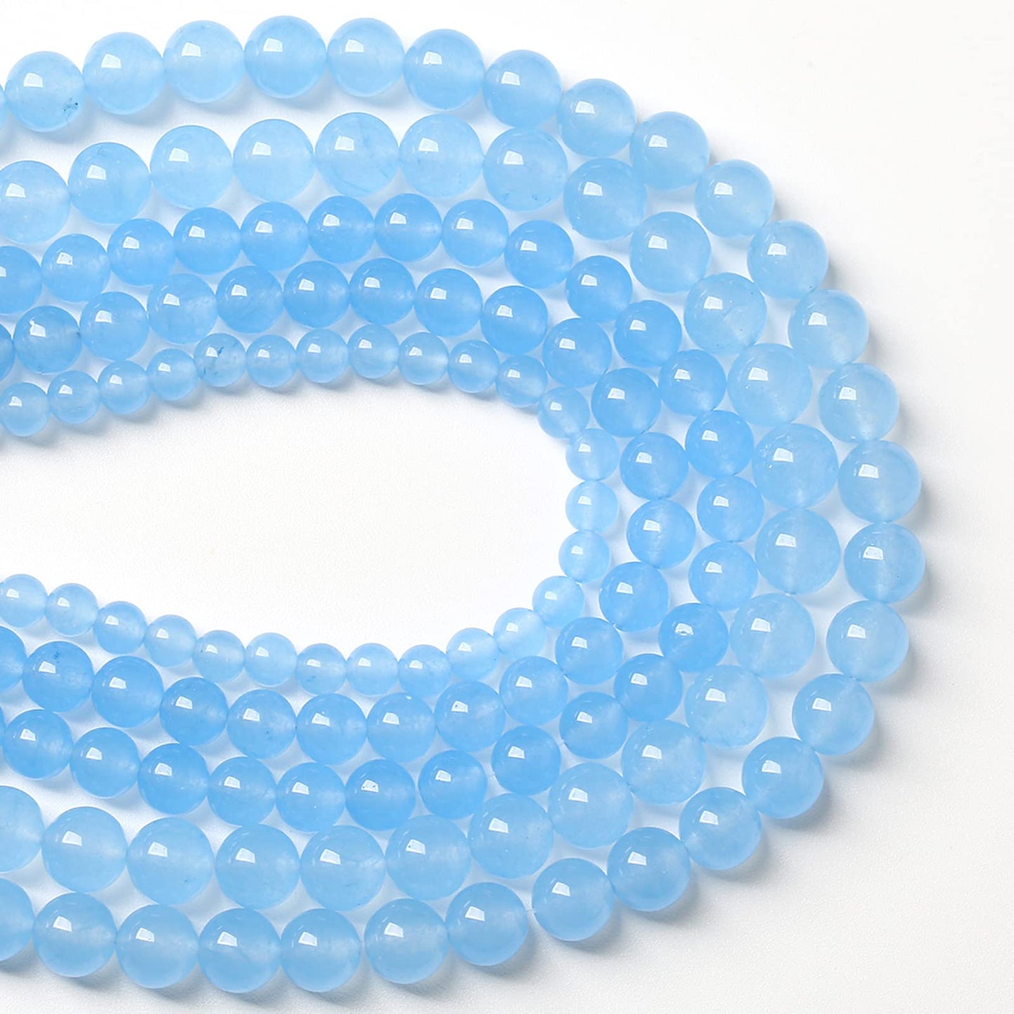 12MM 32PCS Blue Aquamarine Chalcedony Spacer Loose Beads for Jewelry Making DIY Bracelet Necklace