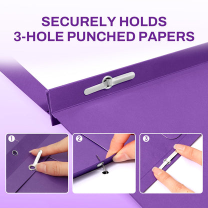SUNEE 2 Pocket Folders with Prongs (25 Pack, Purple), Paper Folders with 2 Pockets and 3 Prongs Fit Letter Size Paper, Folders with Prongs for School Office Home Business