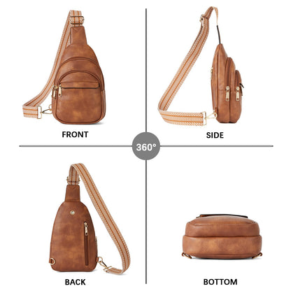 BOSTANTEN Small Sling Bag for Women - Leather Crossbody Fanny Pack for Travel, Brown