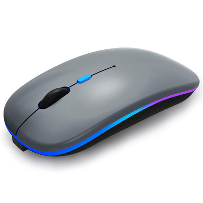 Wireless Bluetooth Mouse Rechargeable Laptop Mice with LED Lights Silent Slim Use(BT5.2 and 2.4G Portable USB Receiver)Dual Mode Computer Mouse for Laptop/iPad/Tablet/Apple/Computer/Mac(Black)