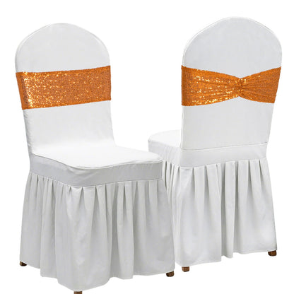 Poise3EHome Orange Sequin Chair Sashes 50 Pack,Folding Chair Cover Bands for Halloween Wedding Party Ceremony Banquet Decorations