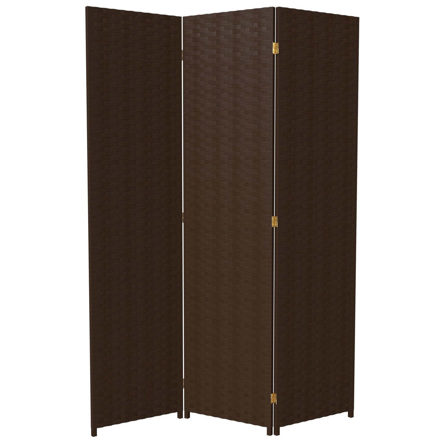 Red Lantern 6 ft. Tall Woven Fiber Room Divider, 3 Panels, Dark Mocha