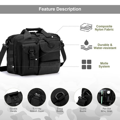 Stypos Tactical Messenger Bag, Tactical Briefcase for Man Military Laptop Bag 15.6/17.3 Inch Messenger Shoulder Bag