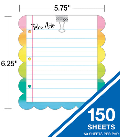Carson Dellosa Creatively Inspired Notepad 3-Pack, Rainbow Note Pads for Goals, To Do List, Checklist, Notes, and Classroom Organization Stationary, Desk Accessories and Office Supplies