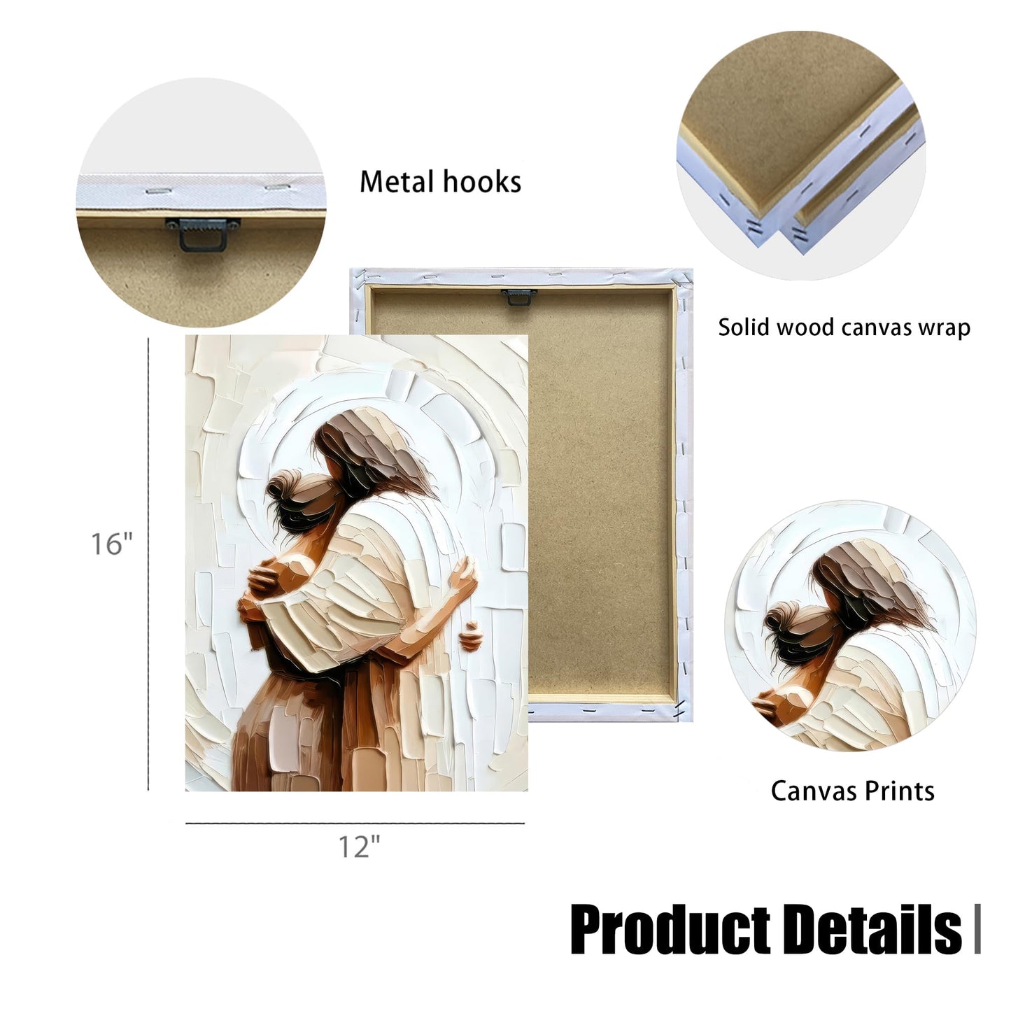 Palette Dreams Jesus Embracing Woman Canvas Wall Art, Woman Lying Safely In The Arms Of Jesus Wall Decor, Christian Wall Art Home Decor for Bedroom Church Prayer Room 12 x 16 Inch