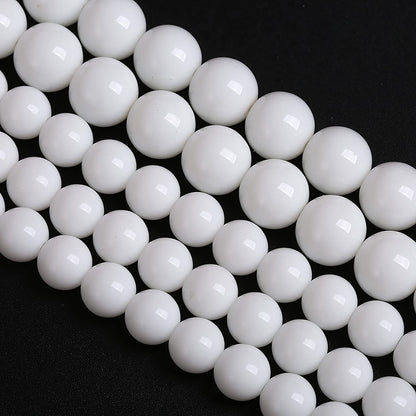 8mm 45PCS White Porcelain Agate Round Spacer Loose Beads for Jewelry Making DIY Bracelet Necklace 15 inches
