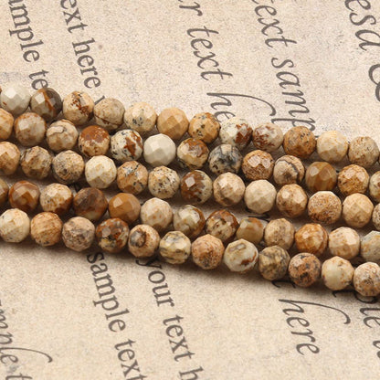 Song Xi 90pcs 4mm Natural Picture Gemstone Beads Faceted Round Loose Stone Beads for Jewelry Making