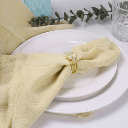 Handmade Cloth Napkins 100% Cotton Napkins with Fringe Set of 12,16.6 x 16.6 Inch Reusable Soft Napkins for Dinner,Rustic,Party,Weddings,Christmas,Thanksgiving Day,Halloween(Ivory)