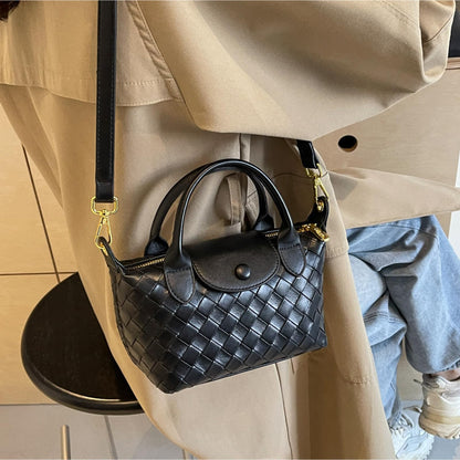 Mini Small Size Braided Luxury Leather Women's top Handle Handbag Fashion Travel Daily Satchel