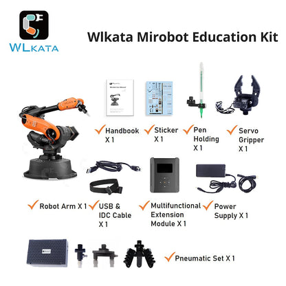wlkata Mirobot 6 Axis Robot Mini Programmable Gripper Arm Lightweight Educational Desktop Robotic Arm 6DoF for K12 or 3D Printer