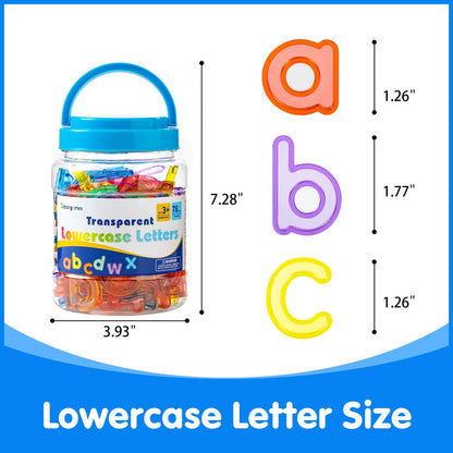 Odoorgames Number Block - Set of 100-78 Pcs Translucent Lowercase Letters - Educational Math Cubes for Kids Ages 4-8 - Counting Blocks for Math