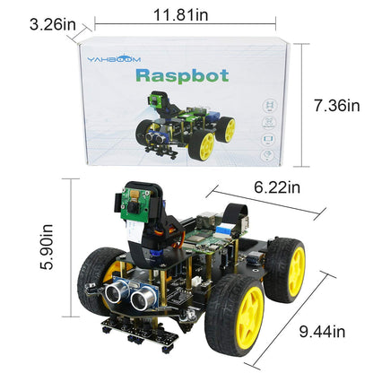 Yahboom Raspberry Pi 5 4GB AI Starter Robot for Python Programming DIY Car Kit, Visual Recognition, Autonomous Driving for Mechanical Engineer (Without Pi5)