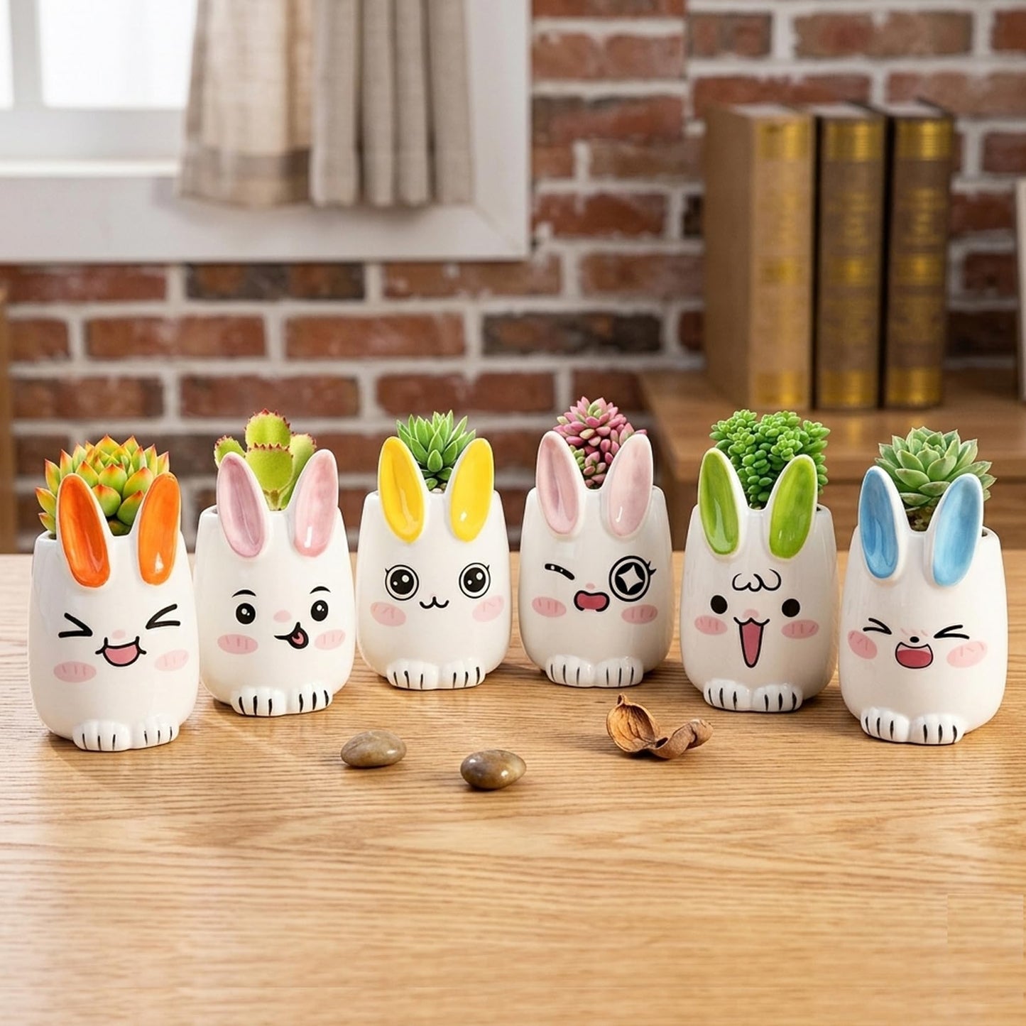 6 Pcs Cartoon Animal Succulent Pots with Drainage - 2.8 Inch Cute Ceramic Mini Planters for Small Plants, Cactus, Air Plants - Decorative Animal Flower Pots for Indoor Desk, Home Decor