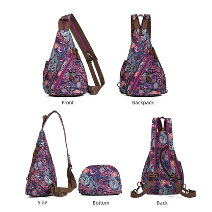 KL928 Canvas Sling Bag - Small Crossbody Backpack Shoulder Casual Daypack Rucksack for Men Women