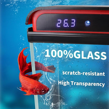 Betta Fish Tank, 10 Gallon Fish Tank Glass Small Aquarium Starter Kits Self Cleaning with 3 Types of LED Lights and Filter Water Pump, Ultra Quiet Decoration Kids Room Gift