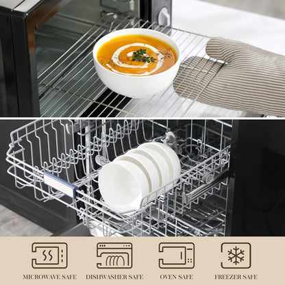 MALACASA 26 OZ Porcelain Soup Bowls Set of 4, White Ceramic Bowls for Kitchen, Cereal Bowl for Oatmeal, Fruit, Salad, Ramen and Rice Bowl -Dishwasher & Microwave Safe Bowls