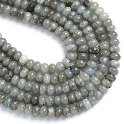 5x8mm 76pcs Natural Gray Labradorite Stone Rondelle Spacer Loose Beads Abacus Disk Stone Round Loose Gemstone Beads for Jewelry Making DIY Bracelet Necklace