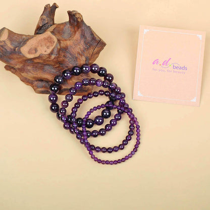 AD Beads Handmade Gemstone Stretch Elastic Bracelet Crystal Healing Reiki Nature's Beauty and Spiritual Essence Unisex (6mm, Amethyst (Love Guardian))