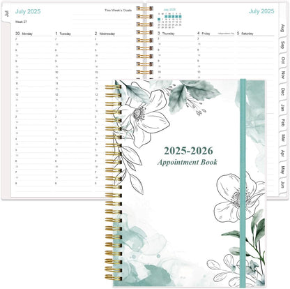 2025-2026 Appointment Book & Planner - Hourly Planner from July 2025 - June 2026, Weekly Appointment Book 2025-2026 with 30-Minute Interval, 6.4" x 8.5", Teal Floral