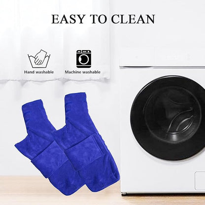 Geyecete Pineapple Grid Fast Drying Super Absorbent Dog Cat Bath Robe Towel - Blue, XL