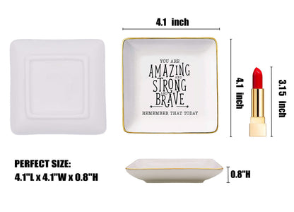 Topthink You Are Amazing and Strong - Inspirational Thank You Gifts for Women- Ceramic Jewelry Holder Ring Dish Trinket Tray