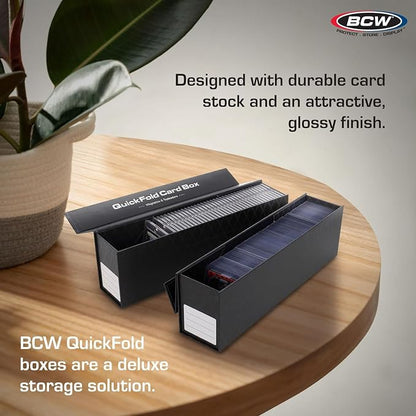 BCW QuickFold® Card Storage Boxes for Magnetics & Toploaders – 9 Pack | Trading Card Holder Box with Magnetic Closure | Easy Fold Assembly for Sports and TCG Cards