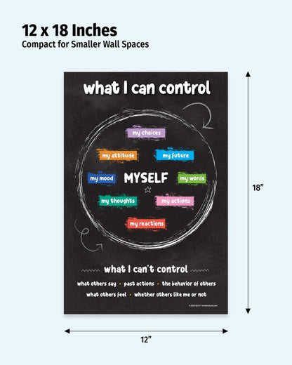 ZOCO – Things I Can Control Poster (10-Pack) – Mental Health & Growth Mindset Tool for Teens – SEL Wall Art for Classrooms, Counseling & Therapy – Laminated 12"x18"