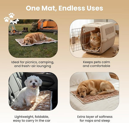 PetMat in Biscuit Beige | Organic Cotton Crate Pad for Small Dogs, Cats & Nursery | Seamless & Reversible | Washable | 3D Knit Comfort | 28x40 in Mat for Crates or Changing Tables