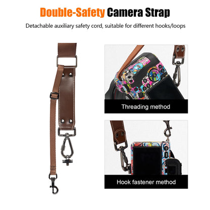 Cwatcun Camera Strap, Camera Harness for Photographers-Leather Dual Camera Neck Shoulder Straps for Canon, Nikon, Sony, Fuji DSLR SLR Mirrorless Camera- 1.0 S Coffee