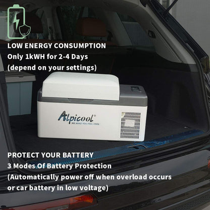 Alpicool C20 portable compressor fridge freezer 21Quart(20Liter) for car and home - 12V/24V DC and 110V AC