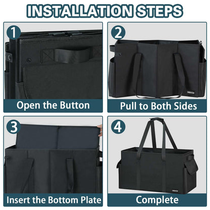 DSDCDJ Sturdy Extra Large Utility Tote Bag with Hard Bottom & Sides, Heavy Duty Grocery Tote Bag, Thirty One Utility Tote with Handles for Shopping, Beach, Picnics, Camping, Car (22.5"x11"x12")