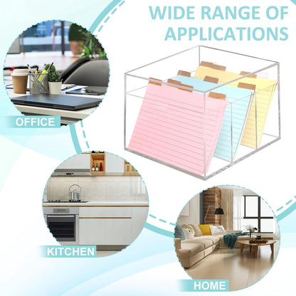 4x6 Index Card Holder Acrylic Index Card Organizer Clear Index Card Box Flash Card Holder with 5 Index Card Dividers Recipe Cards Holder Notecard Storage Box 150 Ruled Cards Stickers For Office Desk
