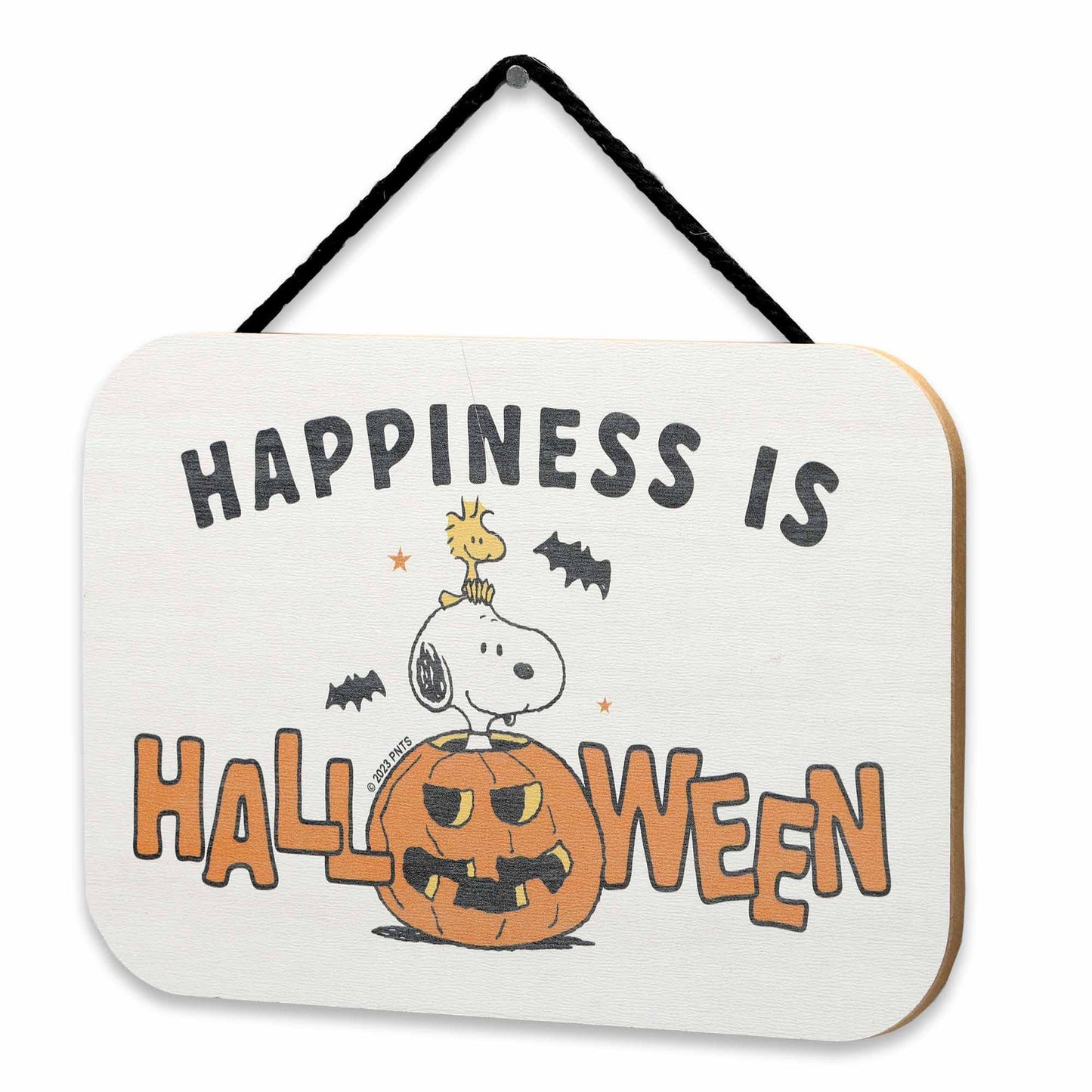 Peanuts Snoopy Happiness Is Halloween Hanging Wood Wall Decor - Fun Snoopy Halloween Sign for Home Decorating