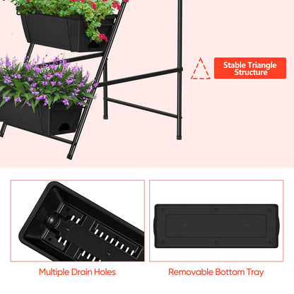 Vertical Garden Planter 5 Tiers Raised Garden Bed Outdoor Standing Herb Garden Planter with Drainage Holes and Removable Tray Planters for Outdoor Plants Vegetables Flowers Black