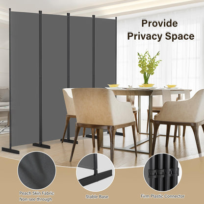 AKTOP Room Divider 4 Panel, 80" W Portable Wall Divider for Room Separation, Freestanding Partition Room Dividers, Folding Room Separators Privacy Screens for Home Office Bedroom, Grey