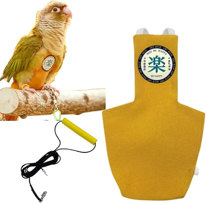 MANON ROSA Bird Diapers Leash Set Washable Reusable Handmade Flight Suit Waterproof Inner Layer - Protective Parrot Nappy Clothes Parakeets Macaws Budgies Canaries (Yellow2,Quaker Parakeet)