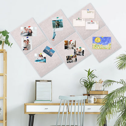 Large Cork Board 36" x 24", 6 Pack Felt Bulletin Board with 30 Pushpins, Cork Boards Alternative with Self-Adhesive Strips, Felt Wall Tiles Pin Boards for Walls Office Home School Decor-Light Tan
