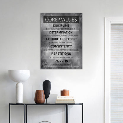 PJQART Core Values Inspirational Canvas Wall Art Motivational Poster Painting Artwork for Living Room Office Modern Home Decor Prints Pictures Wall Decor Framed Ready to Hang [18''W x 24''H]