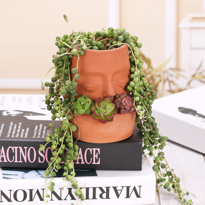 Maveite Terra Cotta Face Succulent Pots Planter Clay Pot Pretty Tribe Face Planter Holder Indoor Flower Pot Crafts Breathing Terracotta Planter DIY Decorative Beautiful Home Housewarming Gift